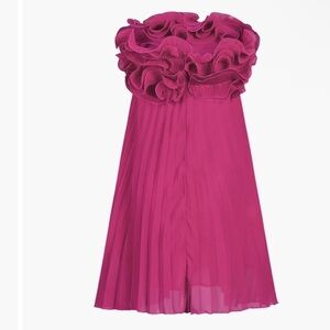 Never been worn without tags. Vibrant Pink Ruffled Pleated strapless dress